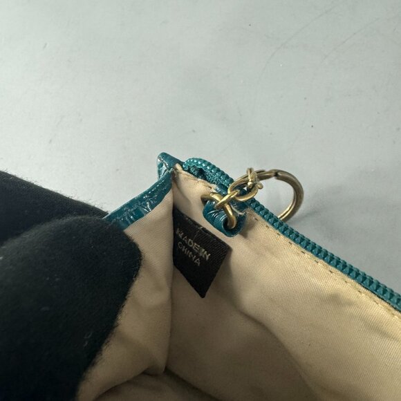 Coach Teal Patent Leather Card Case w/ Keychain - Picture 10 of 13